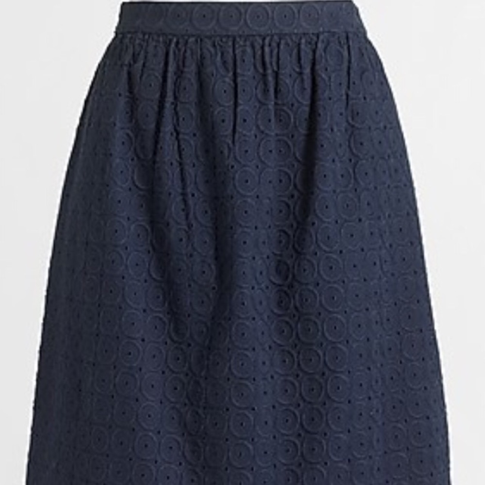 J. Crew Factory Navy Eyelet Flounce Skirt